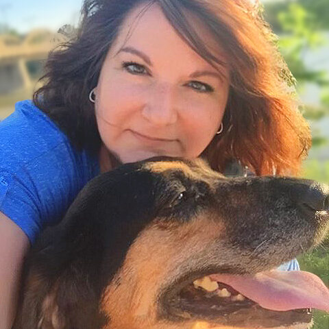 Tonya with her dog Rescue